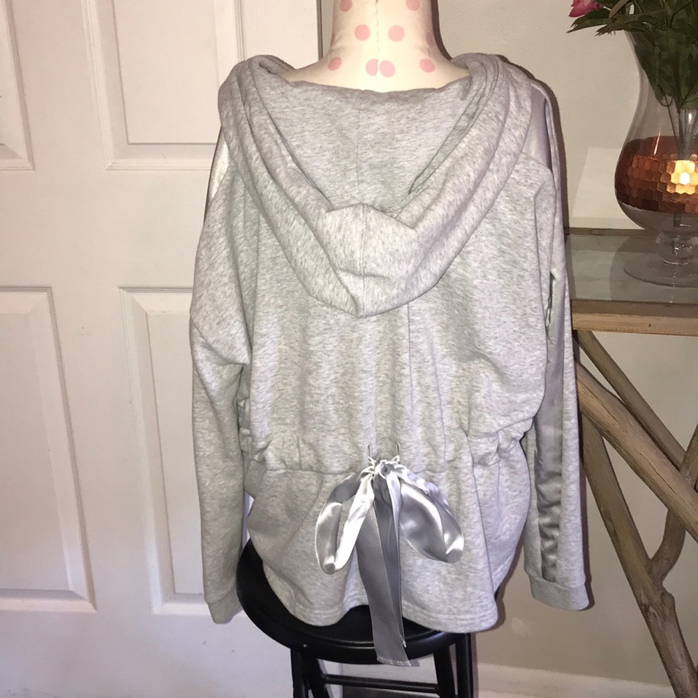 Puma High/Low zip up lounge hoodie w/satin bow